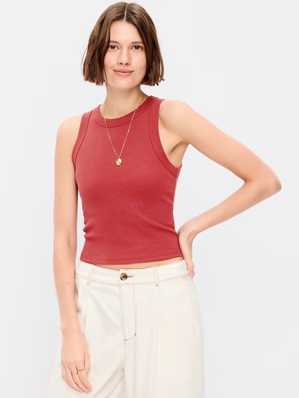 TALL Old Navy Snug Crop Tank Top Loganberry M Tall